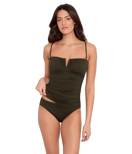 LAUREN Ralph Lauren Damen Beach Club Solids V-Draht gerafftes Bandini, Grün , 38 von Lauren Ralph Lauren