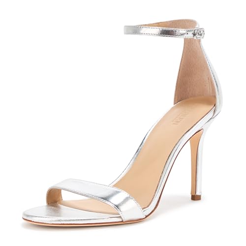 Lauren Ralph Lauren Allie Metallic Damen-Sandalen aus Nappaleder mit Absatz, Poliertes Silber, 37 EU von Lauren Ralph Lauren