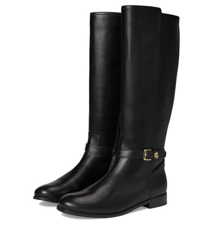 Lauren Ralph Lauren Brooke II Damen-Stiefel aus brüniertem Leder, Schwarz, 37.5 EU von Lauren Ralph Lauren