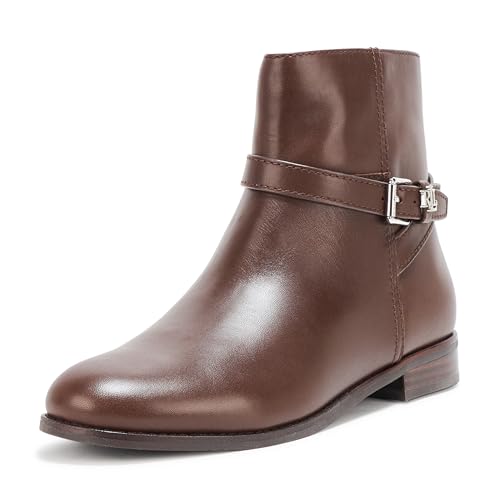Lauren Ralph Lauren Brooke II Damen-Stiefelette aus Kalbsleder, Dark Hickory, 37.5 EU von Lauren Ralph Lauren