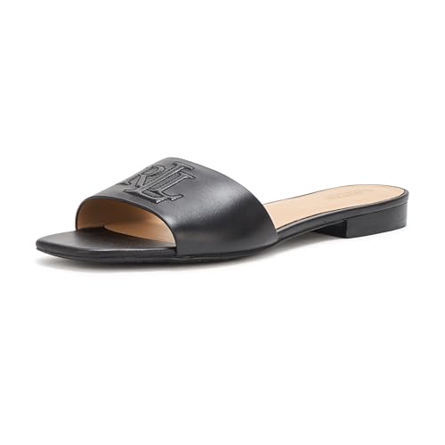Lauren Ralph Lauren Damen Calfskin Slide Sandals Everley Pantoletten aus Kalbsleder, Schwarz, 35.5 EU von Lauren Ralph Lauren