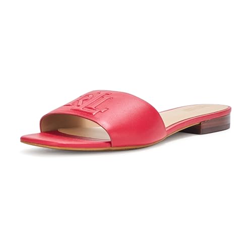Lauren Ralph Lauren Damen Everley Nappa Leather Slide Sandale, Festliches Rot, 35 EU von Lauren Ralph Lauren