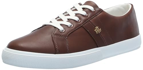 Lauren Ralph Lauren Damen Janson Ii Burnished Leather Sneakers Sneaker, Dunkles Mahagony, 42.5 EU von Lauren Ralph Lauren