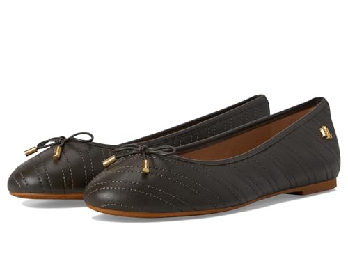 Lauren Ralph Lauren Damen Jayna Stitched Leather Flat Ballet, Dark Olive/Dark Olive, 39 EU von Lauren Ralph Lauren