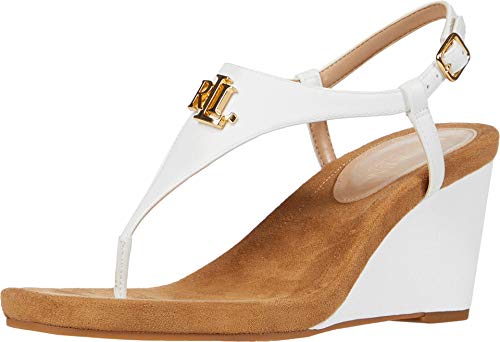 Lauren Ralph Lauren Damen Jeannie Keilsandale, Weiß, 37 EU von Lauren Ralph Lauren