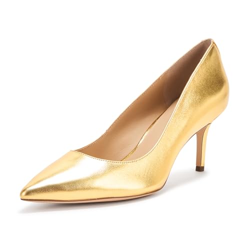 Lauren Ralph Lauren Damen Lanette Metallic Nappa Leather Pump Pumps, Modernes Gold, 42 EU von Lauren Ralph Lauren