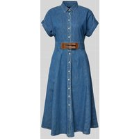 Lauren Ralph Lauren Jeanskleid mit Knopfleiste Modell 'ERLAINA' in Jeansblau, Größe 36 von Lauren Ralph Lauren