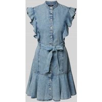 Lauren Ralph Lauren Mini Jeanskleid mit Volants in Jeansblau, Größe 46 von Lauren Ralph Lauren