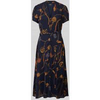 Lauren Ralph Lauren Midikleid mit Bindegürtel Modell 'RALGIS' in Dunkelblau, Größe 38 von Lauren Ralph Lauren