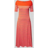 Lauren Ralph Lauren Midikleid mit geripptem U-Boot-Ausschnitt Modell 'MUNZIE' in Orange, Größe L von Lauren Ralph Lauren