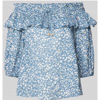 Lauren Ralph Lauren Off-Shoulder-Bluse mit Allover-Print Modell 'MIERCHAL' in Hellblau, Größe L von Lauren Ralph Lauren