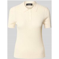 Lauren Ralph Lauren Poloshirt mit kurzer Knopfleiste in Offwhite, Größe XS von Lauren Ralph Lauren