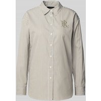 Lauren Ralph Lauren Regular Fit Hemdbluse mit Logo-Stitching Modell 'KOTTA' in Gruen, Größe M von Lauren Ralph Lauren