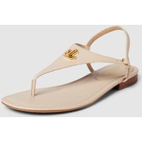 Lauren Ralph Lauren Sandalen aus Leder mit Label-Applikation Modell 'ELLINGTON' in Beige, Größe 38 von Lauren Ralph Lauren