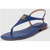 Lauren Ralph Lauren Sandalen aus Leder mit Label-Applikation Modell 'ELLINGTON' in Dunkelblau, Größe 40 von Lauren Ralph Lauren