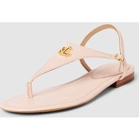 Lauren Ralph Lauren Sandalen aus Leder mit Label-Applikation Modell 'ELLINGTON' in Hellrosa, Größe 39 von Lauren Ralph Lauren