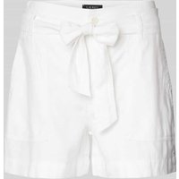 Lauren Ralph Lauren Shorts aus Leinen mit Stoffgürtel Modell 'DAVIANA' in Weiss, Größe 42 von Lauren Ralph Lauren