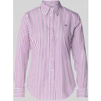 Lauren Ralph Lauren Slim Fit Hemdbluse mit Logo-Stitching Modell 'Jamelko' in Violett, Größe L von Lauren Ralph Lauren