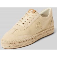 Lauren Ralph Lauren Sneaker aus Leder-Mix mit Label-Details Modell 'LUIZE' in Sand, Größe 40 von Lauren Ralph Lauren