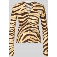 Lauren Ralph Lauren Strickjacke aus Leinen-Baumwoll-Mix Modell 'DENZEL' in Hellbraun Melange, Größe XS von Lauren Ralph Lauren