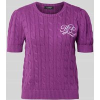 Lauren Ralph Lauren Strickpullover mit Label-Stitching Modell 'TARJYLL' in Lila, Größe L von Lauren Ralph Lauren