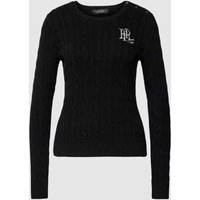 Lauren Ralph Lauren Strickpullover mit Zopfmuster in Black, Größe S von Lauren Ralph Lauren