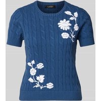 Lauren Ralph Lauren Strickpullover mit Zopfmuster in Jeansblau, Größe L von Lauren Ralph Lauren