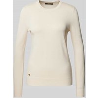 Lauren Ralph Lauren Strickpullover mit geripptem Rundhalsausschnitt Modell 'SHAVONNE' in Offwhite, Größe L von Lauren Ralph Lauren