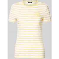 Lauren Ralph Lauren T-Shirt mit Logo-Stitching Modell 'ALLI' in Gelb, Größe XS von Lauren Ralph Lauren