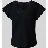 Lauren Ralph Lauren T-Shirt mit Volantärmel in Black, Größe XL von Lauren Ralph Lauren
