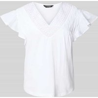 Lauren Ralph Lauren T-Shirt mit Volantärmel in Weiss, Größe L von Lauren Ralph Lauren