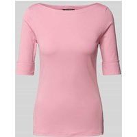Lauren Ralph Lauren T-Shirt mit geripptem U-Boot-Ausschnitt Modell 'JUDY' in Altrosa, Größe XS von Lauren Ralph Lauren