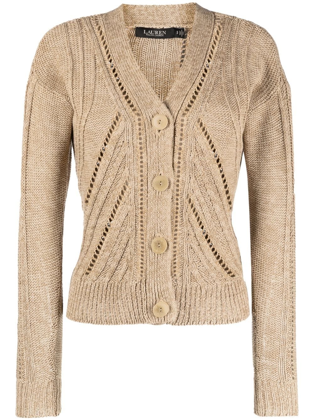 Lauren Ralph Lauren Cardigan in Pointelle-Strick - Braun von Lauren Ralph Lauren