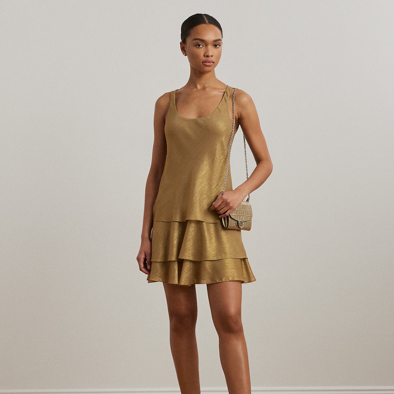 Ärmelloses Etuikleid in Metallic-Optik von Lauren