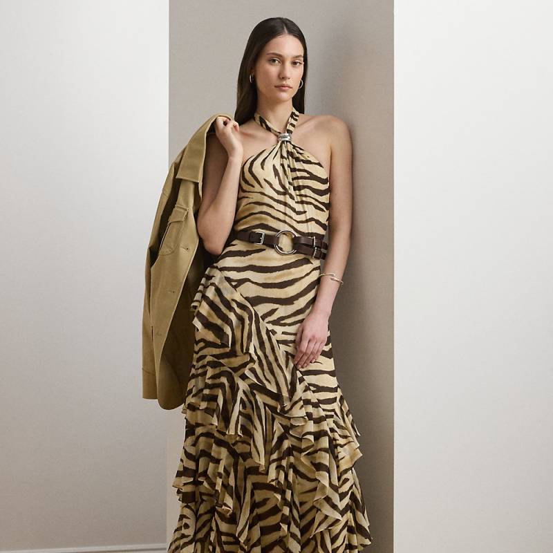 Abendkleid mit Zebramuster und Rüschen von Lauren