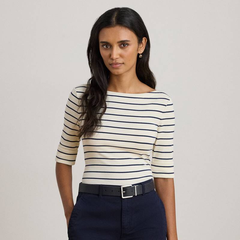 Baumwoll-T-Shirt mit U-Boot-Ausschnitt von Lauren