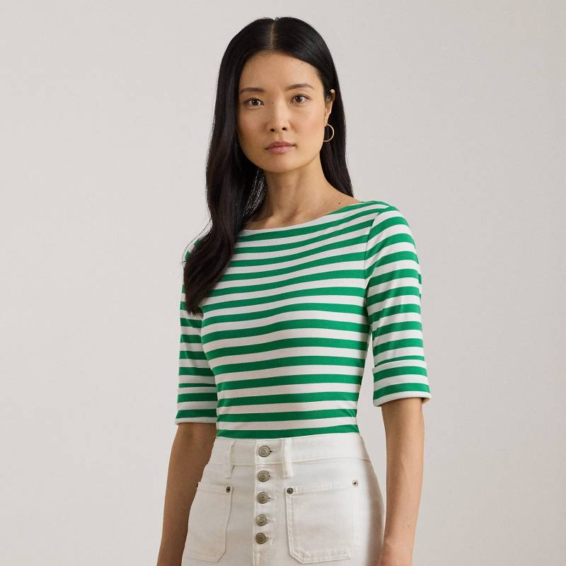 Baumwoll-T-Shirt mit U-Boot-Ausschnitt von Lauren