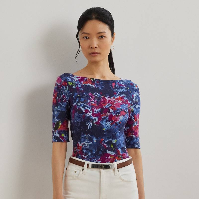 Baumwoll-T-Shirt mit U-Boot-Ausschnitt von Lauren