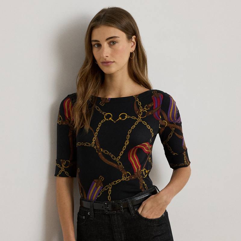 Baumwoll-T-Shirt mit U-Boot-Ausschnitt von Lauren