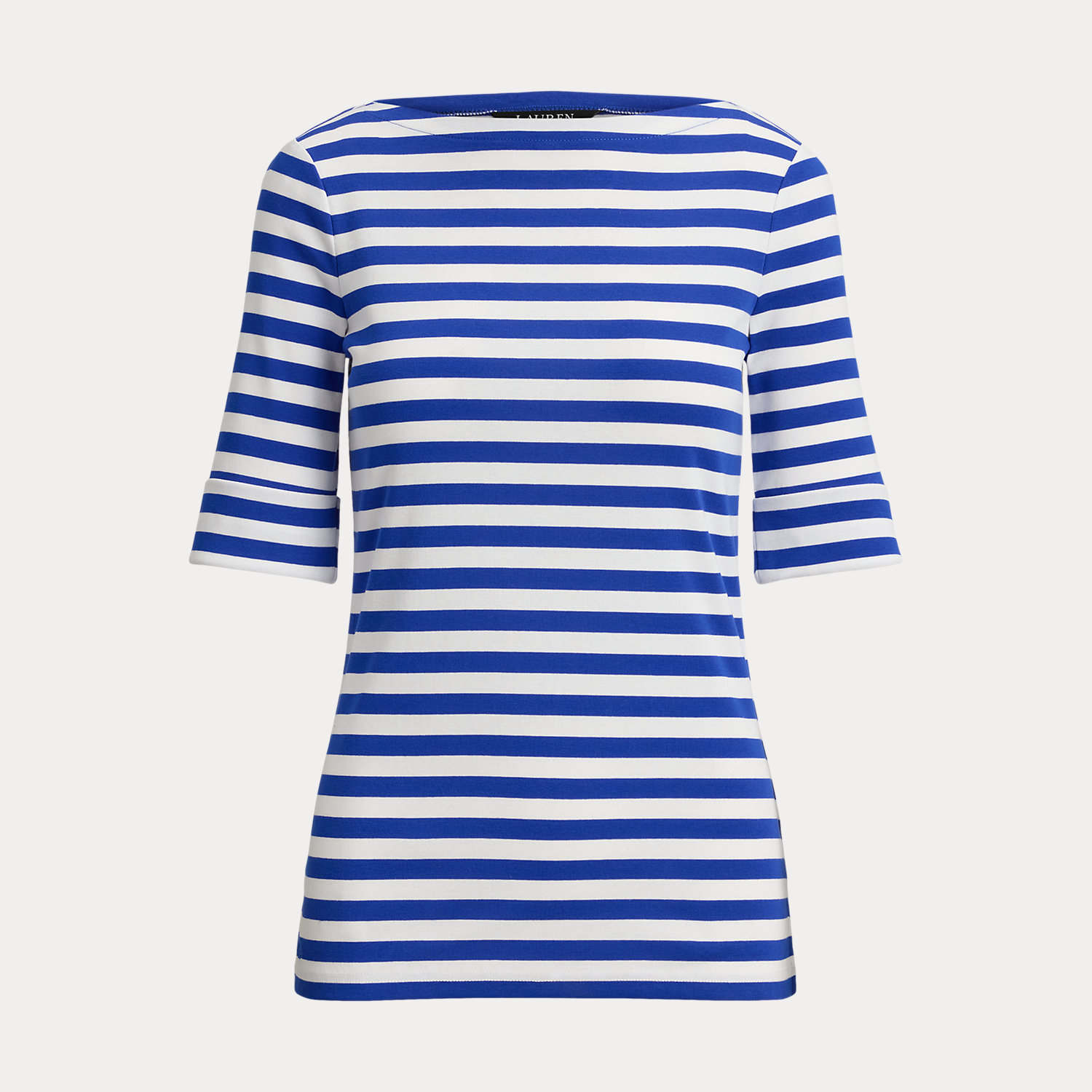 Baumwoll-T-Shirt mit U-Boot-Ausschnitt von Lauren