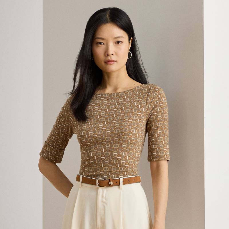 Baumwoll-T-Shirt mit U-Boot-Ausschnitt von Lauren