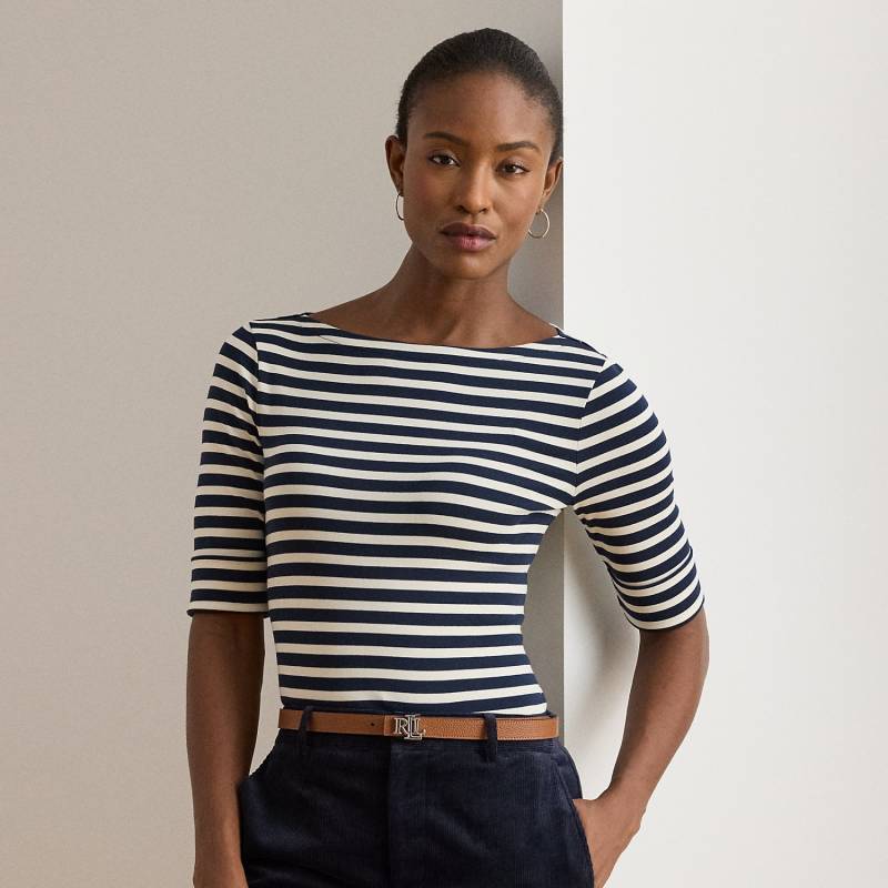 Baumwoll-T-Shirt mit U-Boot-Ausschnitt von Lauren