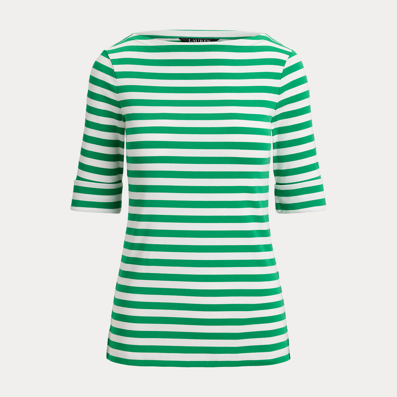 Baumwoll-T-Shirt mit U-Boot-Ausschnitt von Lauren