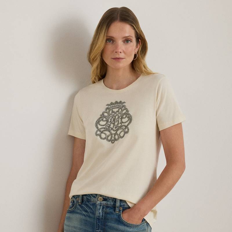 Baumwolljersey-T-Shirt mit Perlenwappen Baumwolljersey-T-Shirt mit Perlenwappen von Lauren