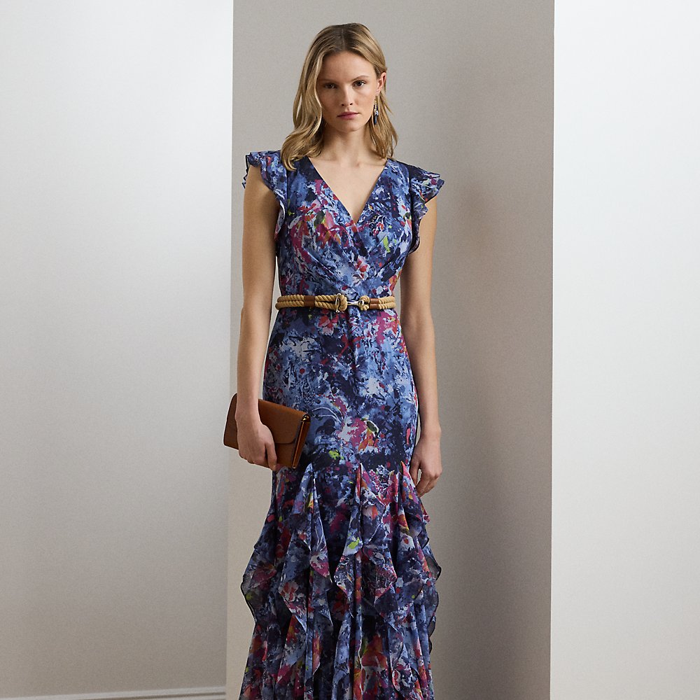 Bedrucktes Abendkleid mit Rüschenbesatz Bedrucktes Abendkleid mit Rüschenbesatz von Lauren