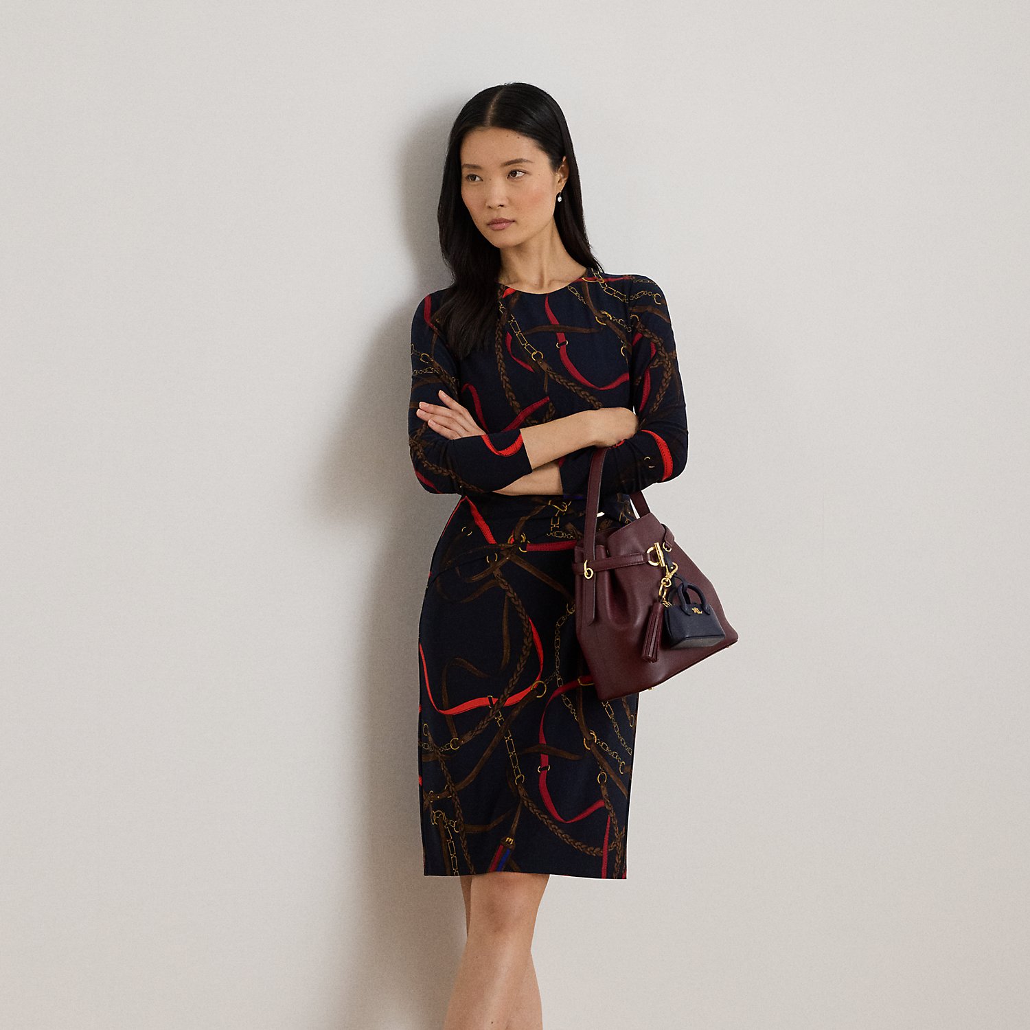 Bedrucktes Jerseykleid mit 3/4-Ärmeln von Lauren