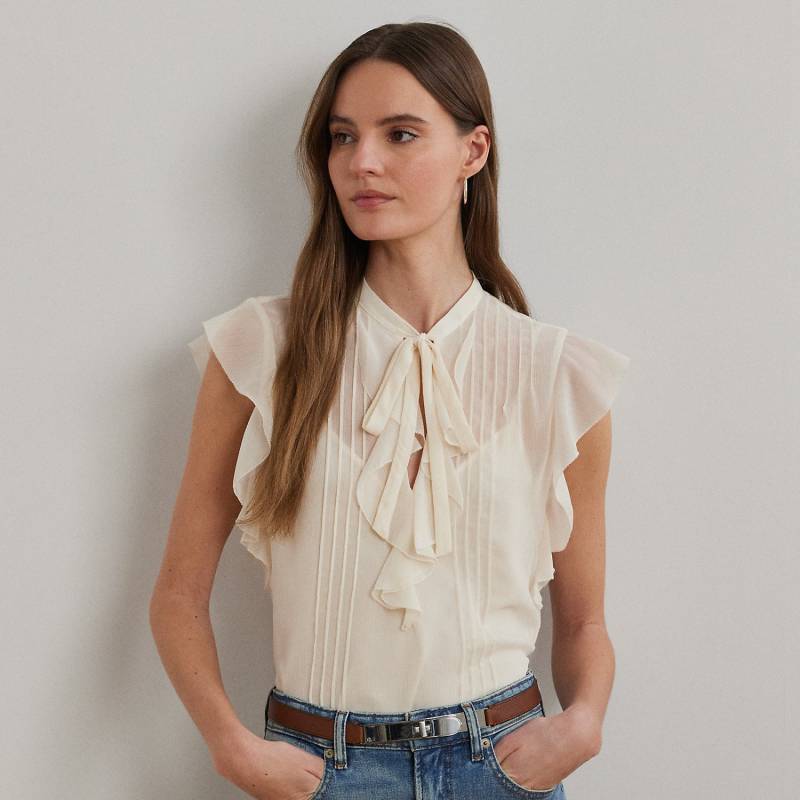 Bluse mit Biesen und Bindedetail von Lauren