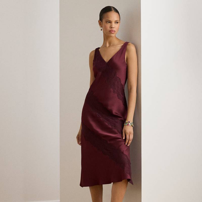 Charmeuse-Cocktailkleid mit Spitze von Lauren