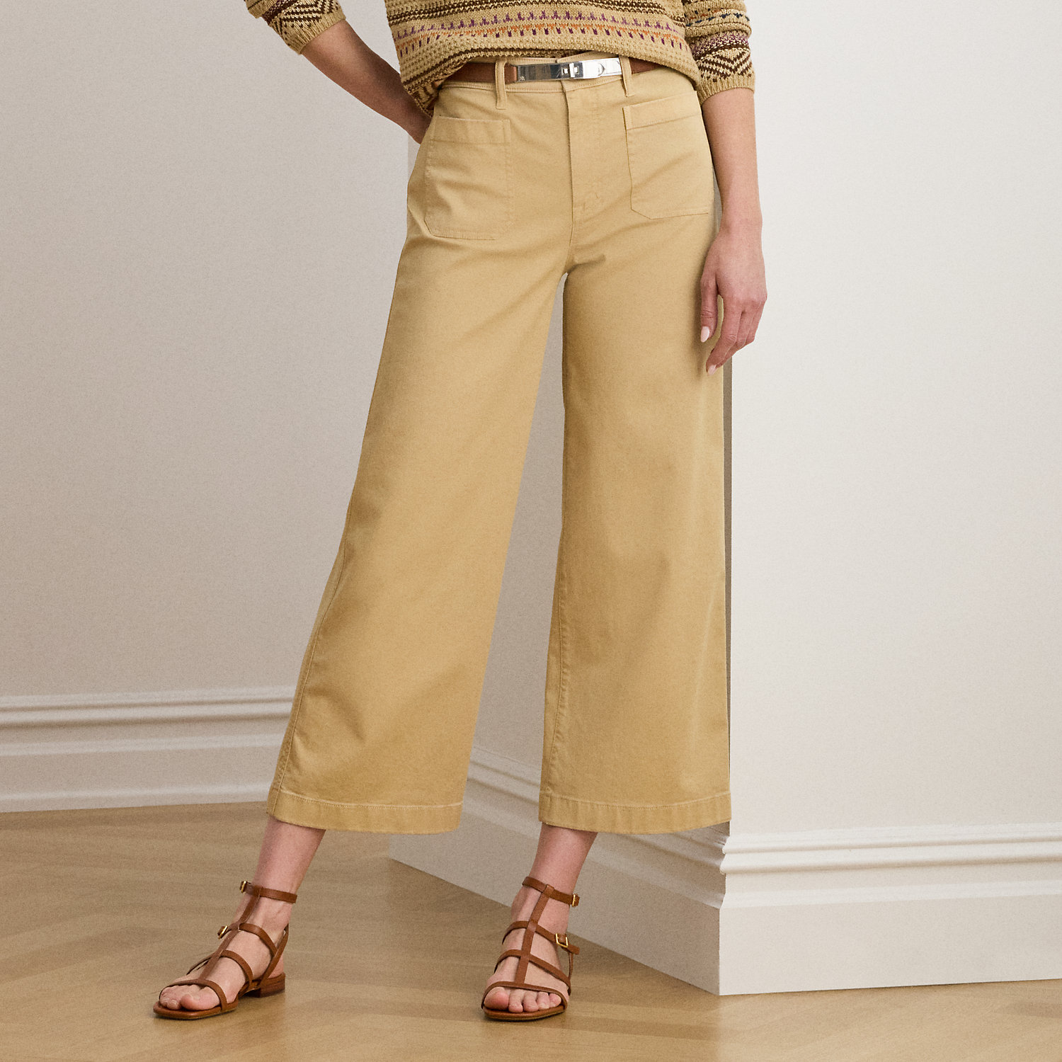 Chinohose in 3/4-Länge mit weitem Bein von Lauren