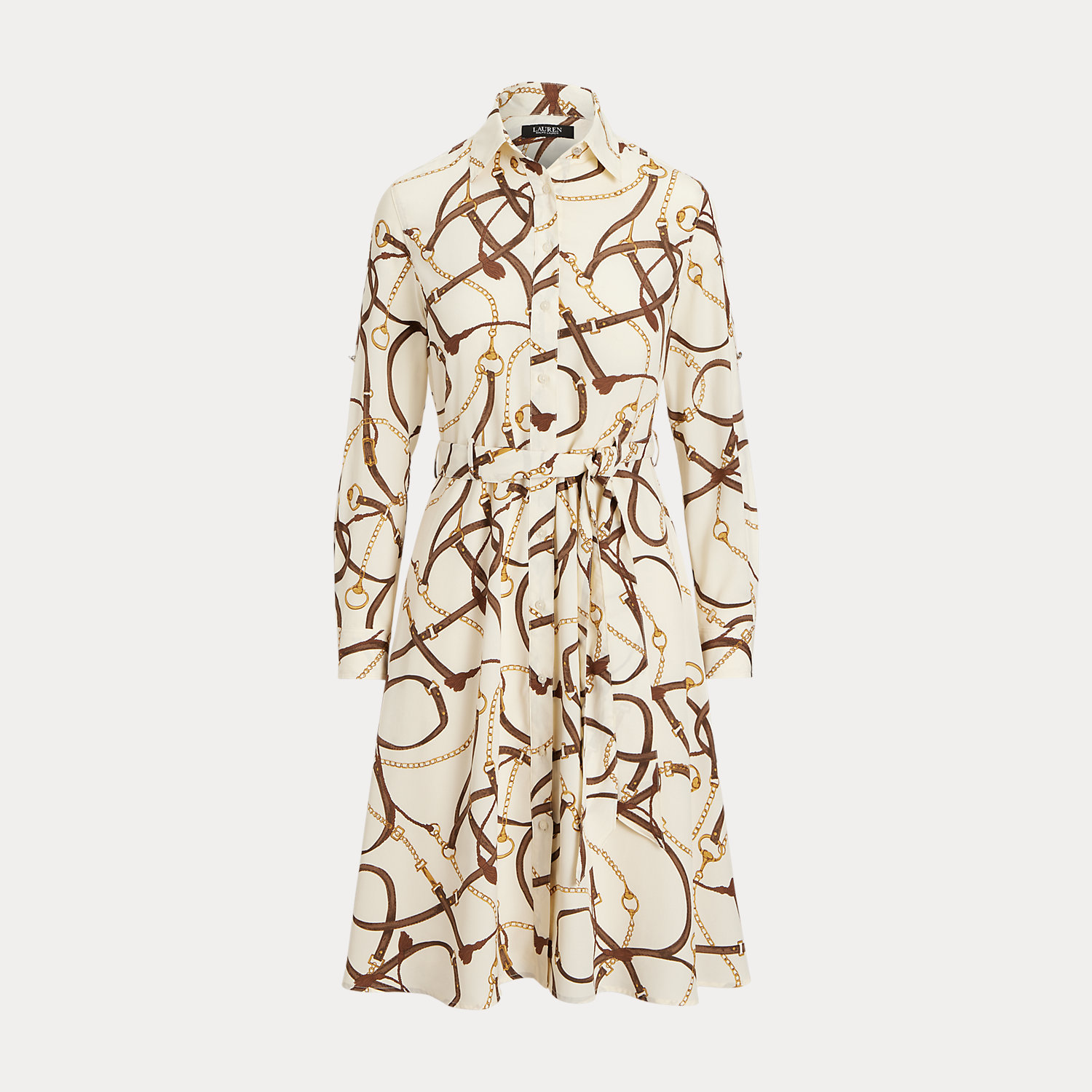 Crêpe-Hemdkleid mit Gürteldruck von Lauren